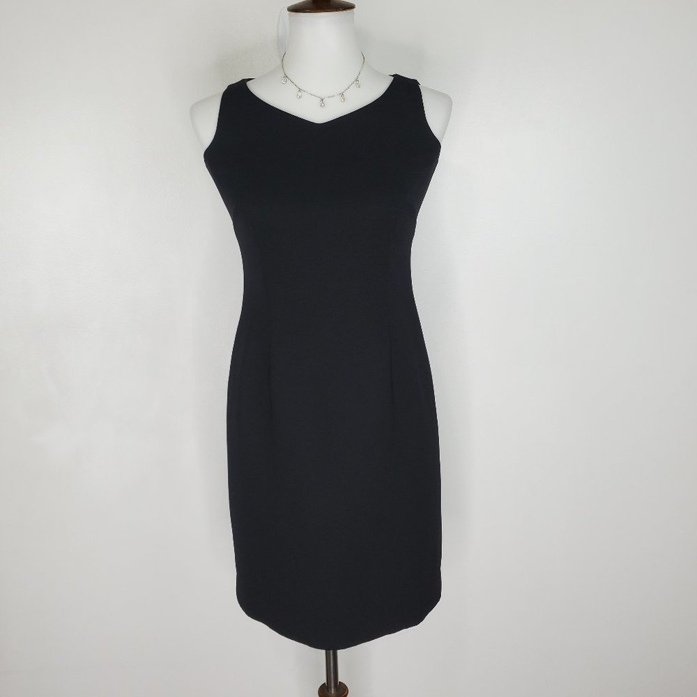 Villager Liz Claiborne Petite Classic Timeless Black Sleeveless Career Dress 4P